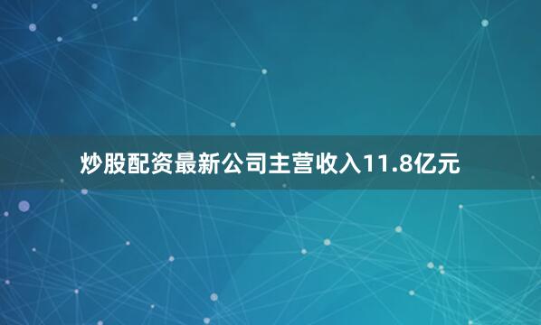 炒股配资最新公司主营收入11.8亿元